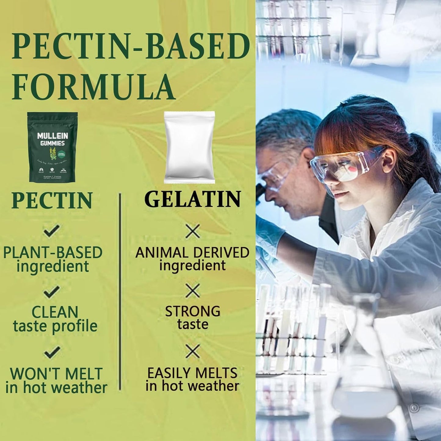 1000mg Mullein Leaf Extract Gummies for Lung Health & Sinus Relief - Pear Flavor - 30 Day Supply