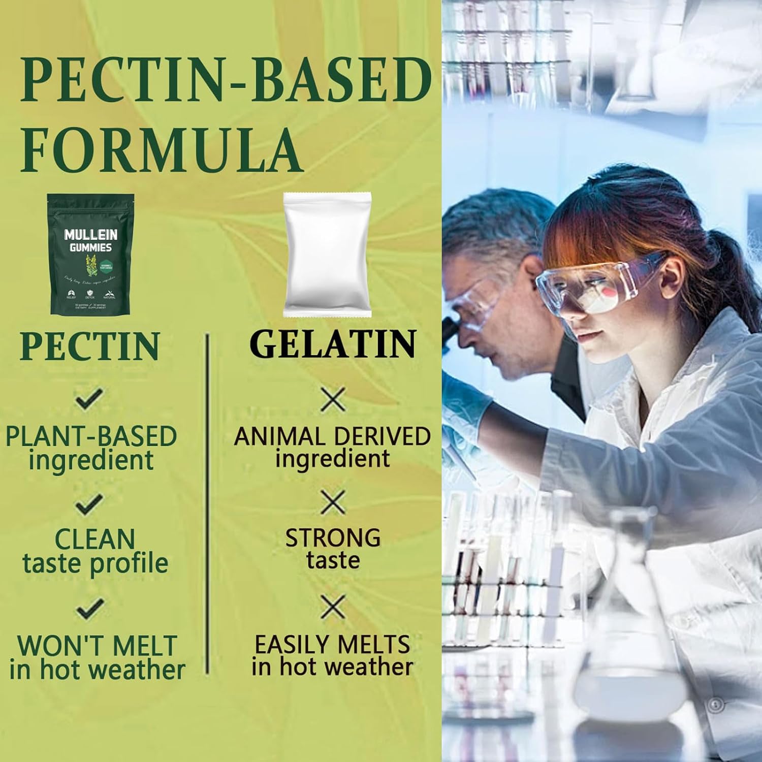 1000mg Mullein Leaf Extract Gummies for Lung Health & Sinus Relief - Pear Flavor - 30 Day Supply