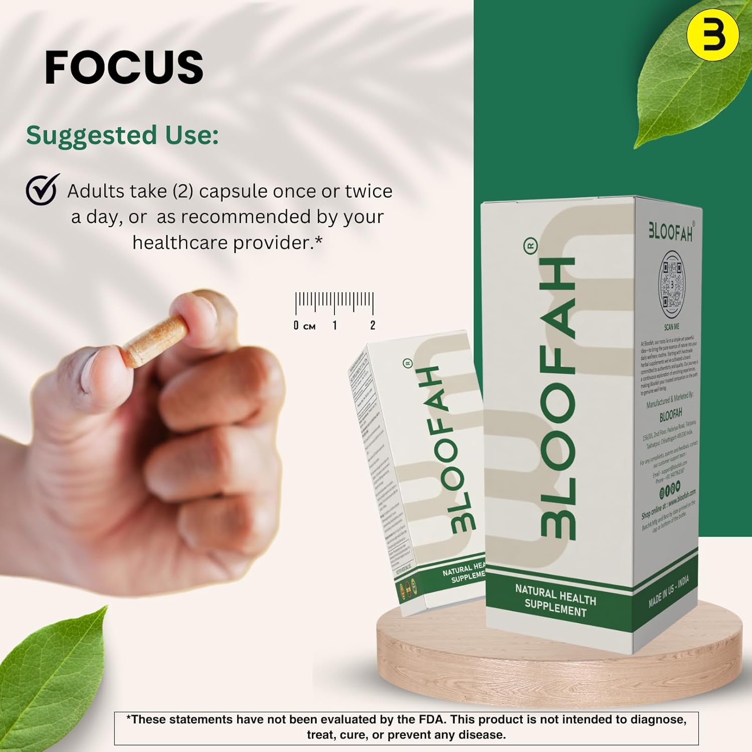 1000mg Neem Leaf Capsules | Pure Azadirachta Indica Powder | Non-GMO, Gluten-Free | 180 Count (Pack of 1)