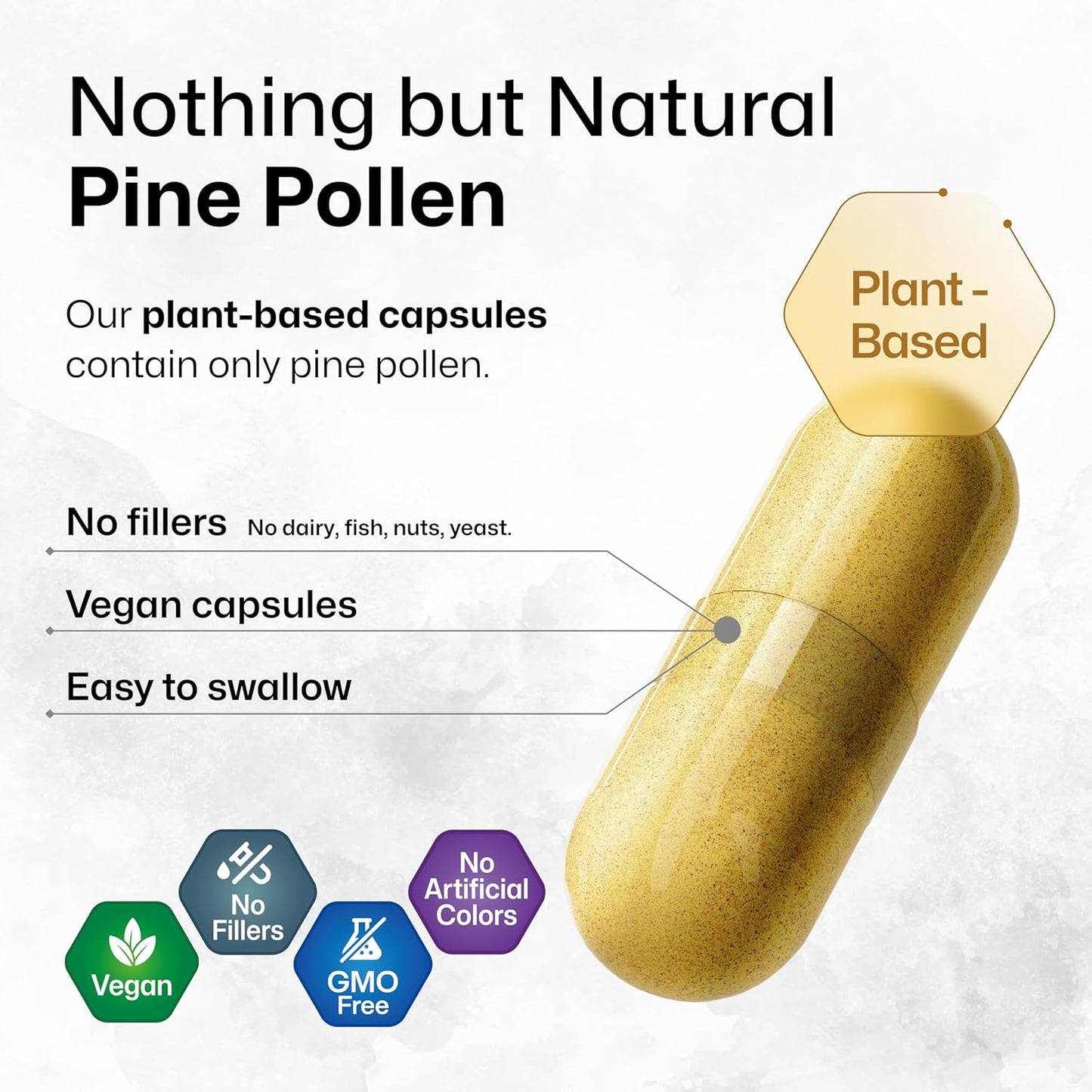 1000mg Pine Pollen Powder Capsules - Natural Herbal Supplement for Immune Support - 100 Capsules for Men and Women