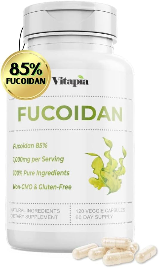 1000mg Pure Fucoidan Brown Seaweed Extract Capsules for Immune & Cellular Health - 120 Vegan Capsules - Non-GMO & Gluten-Free