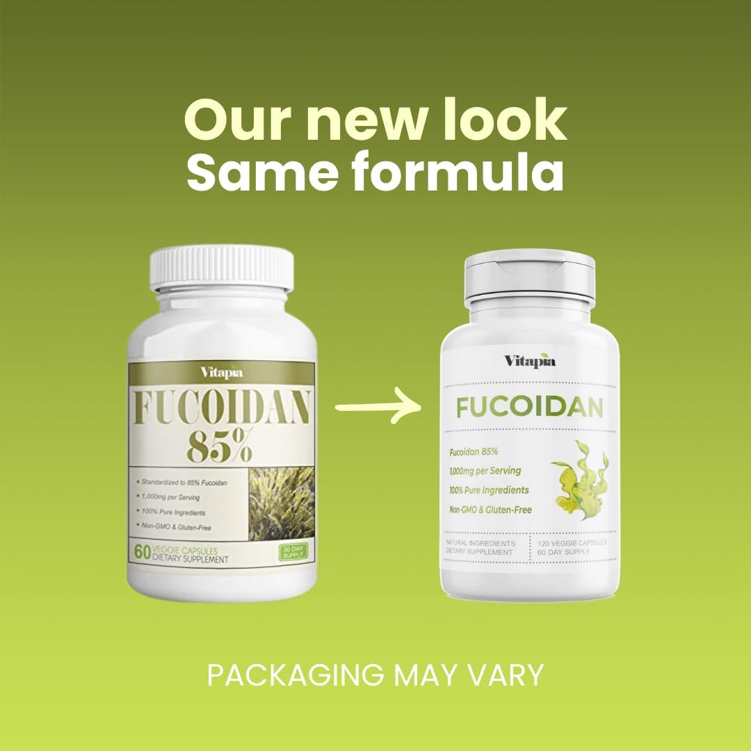 1000mg Pure Fucoidan Brown Seaweed Extract Capsules for Immune & Cellular Health - 120 Vegan Capsules - Non-GMO & Gluten-Free