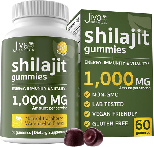 1000mg Pure Himalayan Shilajit Gummies with Fulvic Acid - Vegan and Sugar-Free Formula by Jiva Botanicals