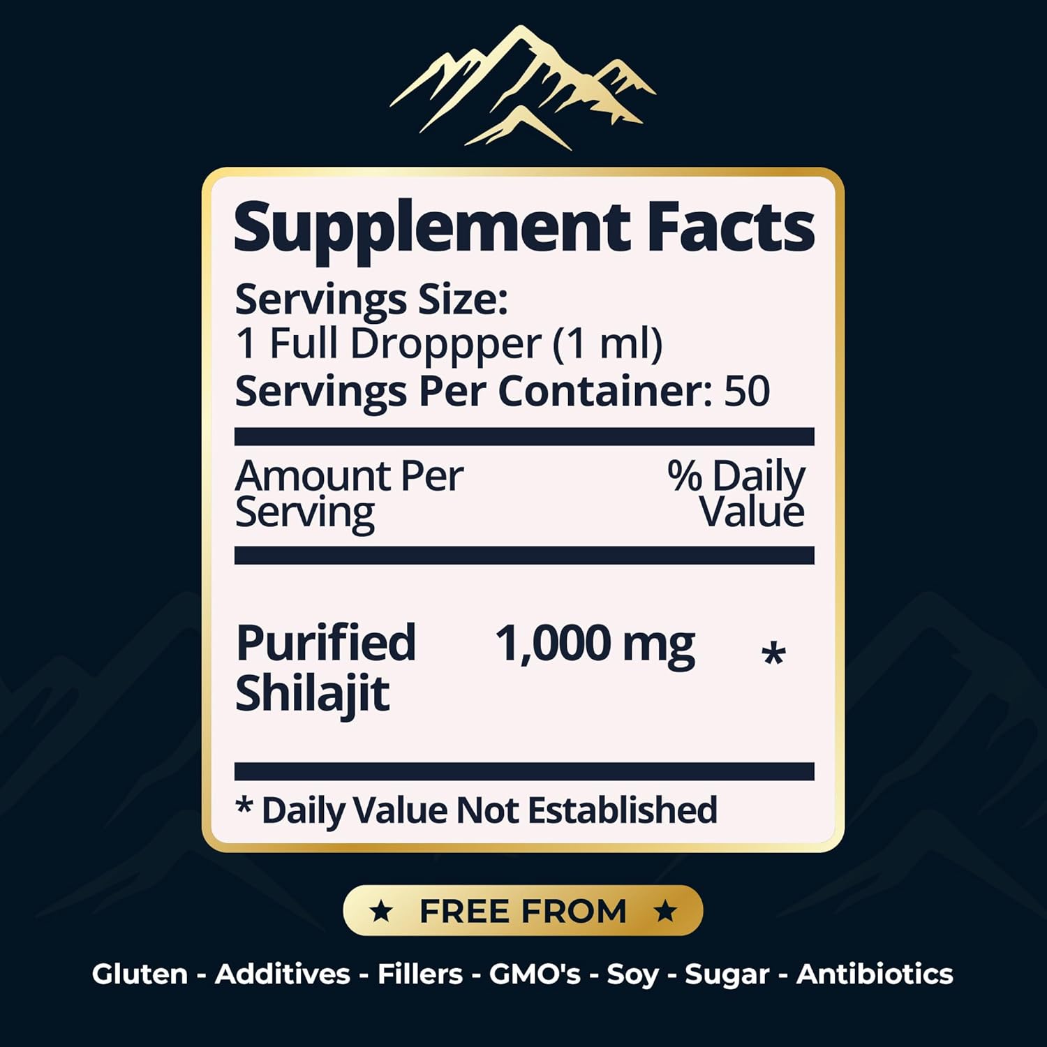 1000mg Pure Himalayan Shilajit Liquid Drops with 85+ Trace Minerals & 40% Fulvic Acid for Energy, Detox, Strength, Immunity - 50 Day Supply