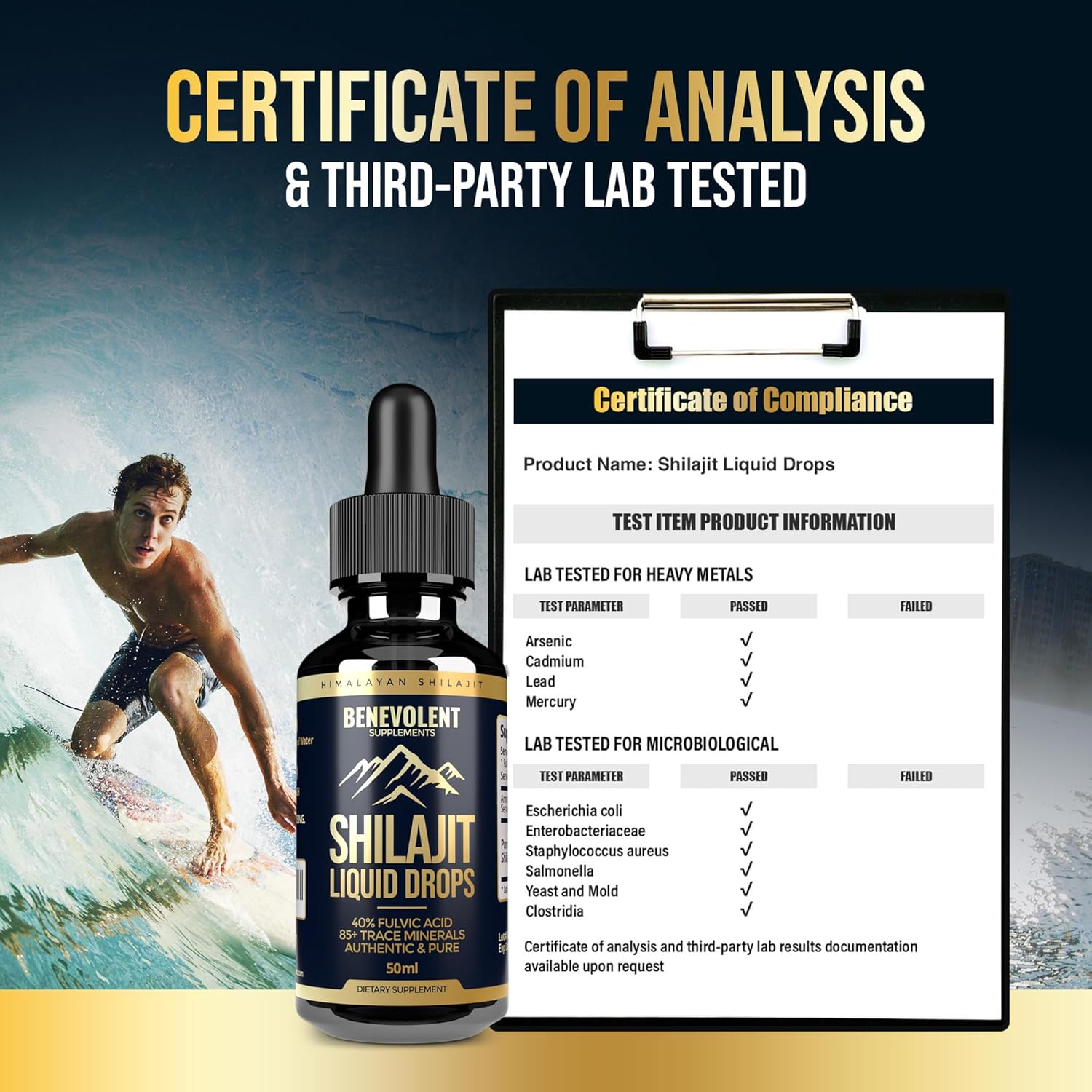 1000mg Pure Himalayan Shilajit Liquid Drops with 85+ Trace Minerals & 40% Fulvic Acid for Energy, Detox, Strength, Immunity - 50 Day Supply
