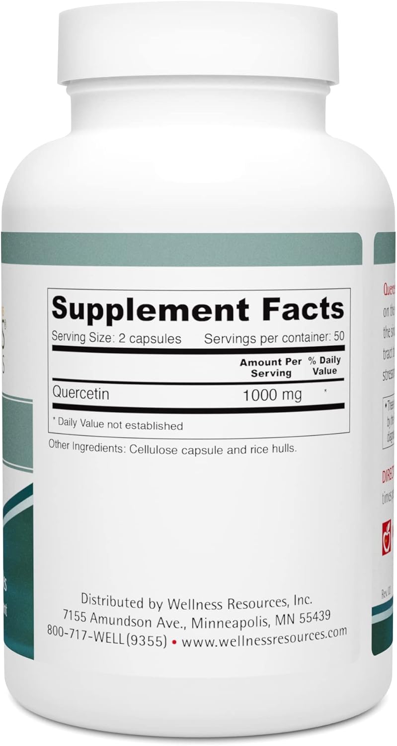 1000mg Quercetin Capsules for Immune, Sinus, and Allergy Support - Vegan and Non-GMO - 100 Capsules