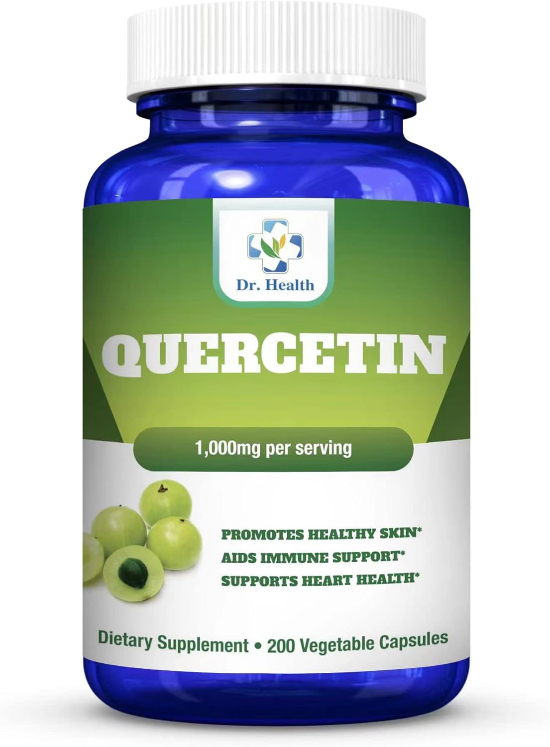 1000mg Quercetin Supplement for Cardiovascular & Respiratory Health - 200 Capsules - Non-GMO, Gluten Free - Dr. Health