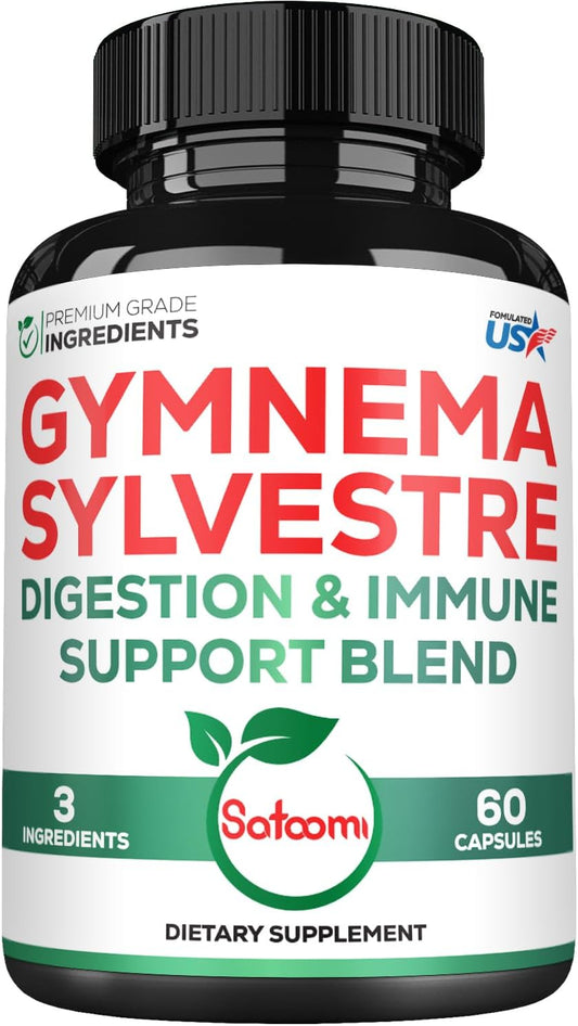 1000mg Satoomi Extract 20:1 Gymnema Sylvestre Supplements with Berberine HCl, Ceylon Cinnamon, Elderberry - Immune System & Circulatory Health Support - 60 Capsules