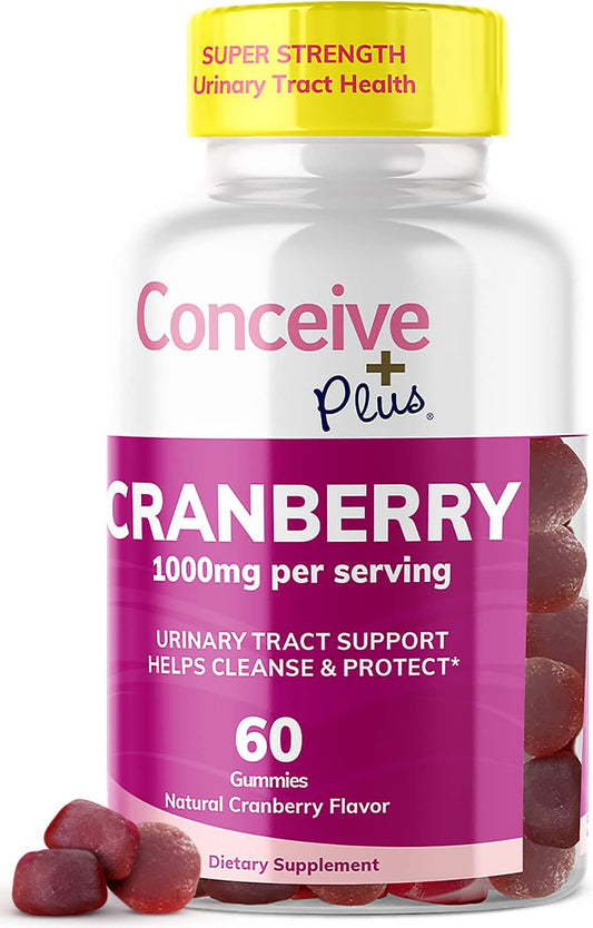 1000mg Strength Cranberry Gummy Vitamins for Urinary Health - 60 Gummies, 30 Day Supply