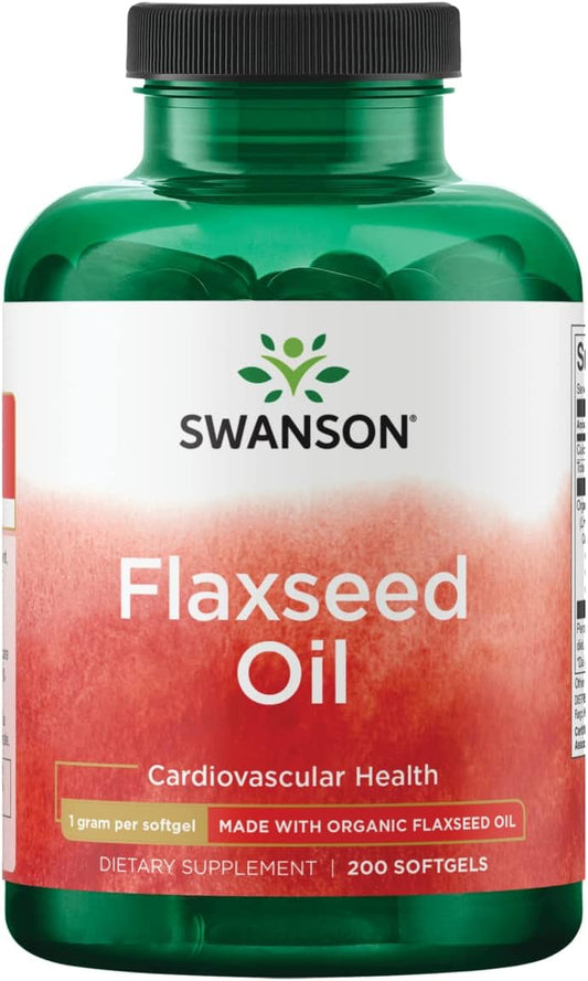 1000mg Swanson Flaxseed Oil Softgels with Omegatru - 200 Count
