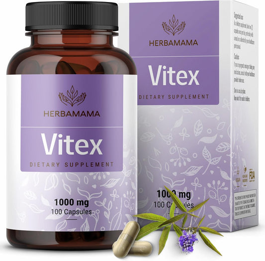 1000mg Vitex Chasteberry Capsules for Women - Vegan Women's Support Supplement - Non-GMO Chaste Tree Berry Powder - 100 Capsules