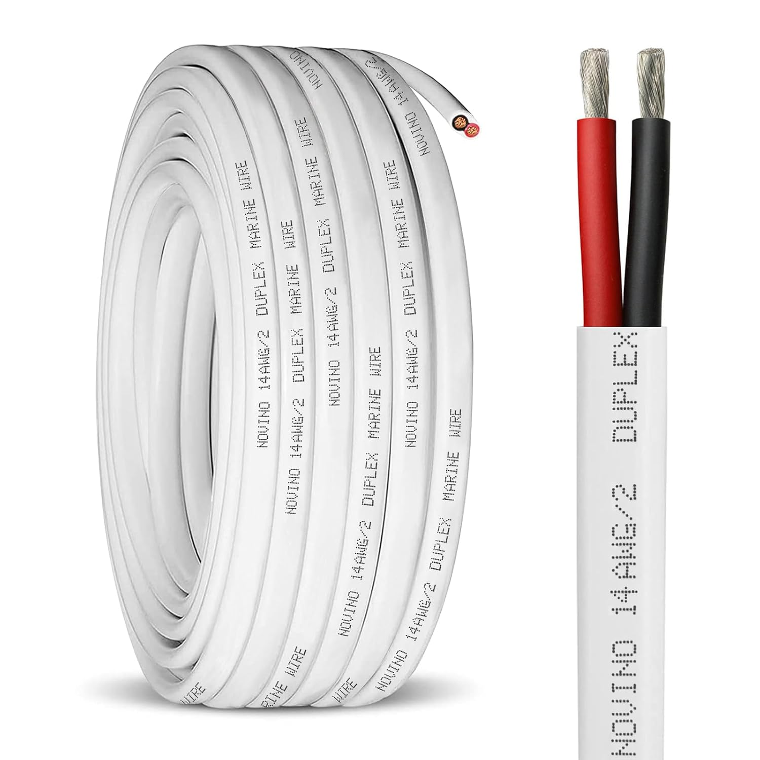 100ft 14 AWG Duplex Marine Grade Wire Tinned Copper Boat Electrical Cable - Ideal for Boat, Automotive, RV, Camper, Trailer Outdoor Use
