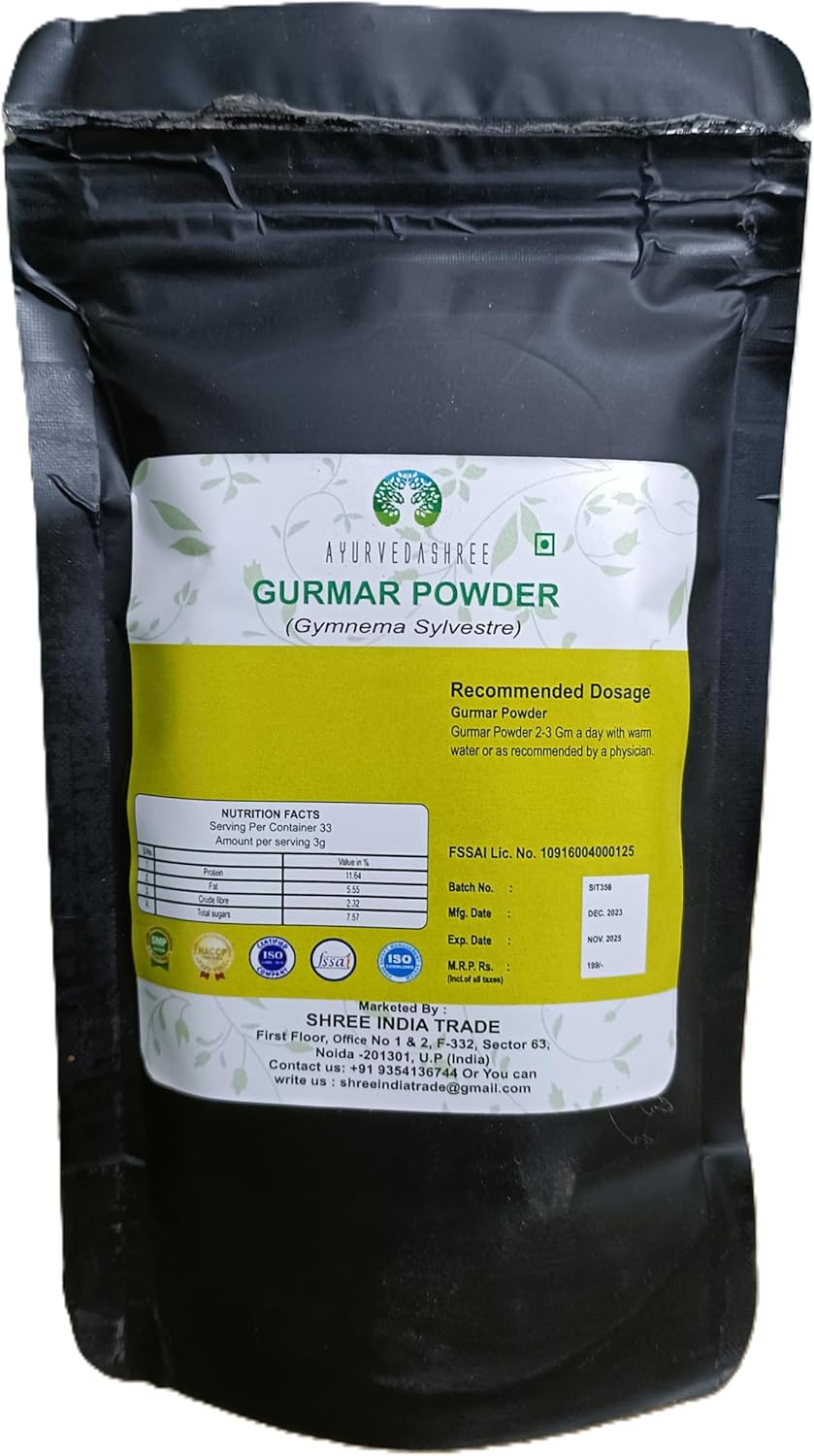 100g Ayurvedashree Gurmar Powder - Gymnema Sylvestre Leaf Powder I Non GMO I Gluten-Free I Vegetarian