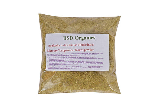 100g BSD Organics Acalypha Indica Leaves Powder - Indian Nettle, Mercury, Copperleaf - Kuppaimeni Powder
