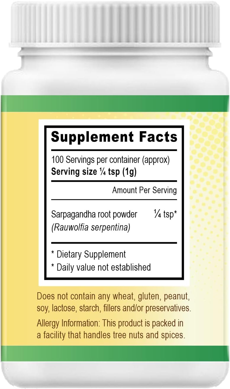 100g Rauwolfia Serpentina Powder - Sarpagandha Churna, Indian Snakeroot - Herbal Dietary Supplement