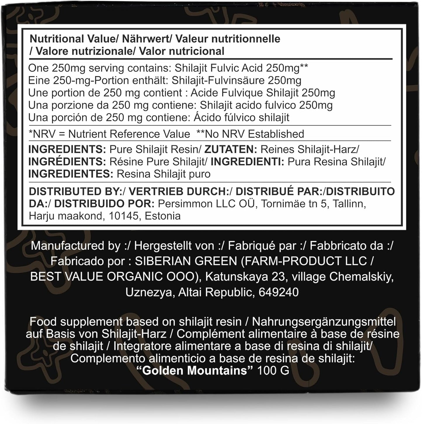 100g Siberian Altai Golden Mountains Shilajit Resin with Measuring Spoon - Pure Authentic Green Shilajit - Quality & Safety Certified