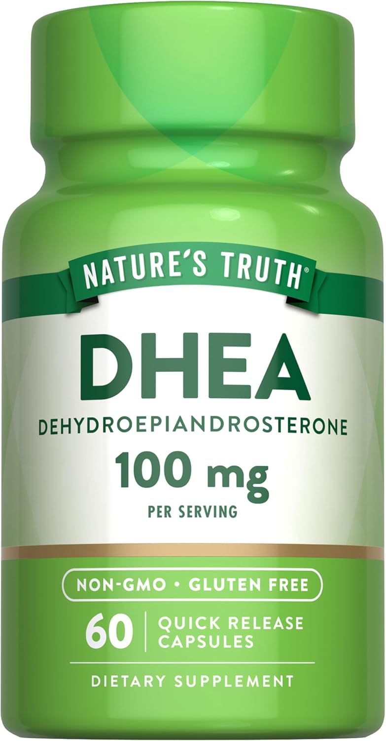 100mg DHEA Capsules - 60 Count | Natural Quick Release Formula | Non-GMO & Gluten-Free