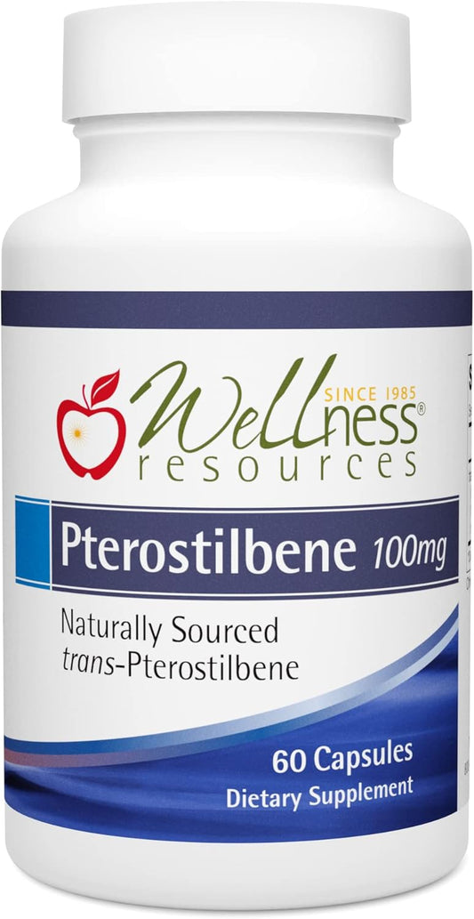100mg Pterostilbene Capsules for Healthy Aging - Natural Silbinol Source, Non-GMO, Vegan, Soy-Free (60 Count)