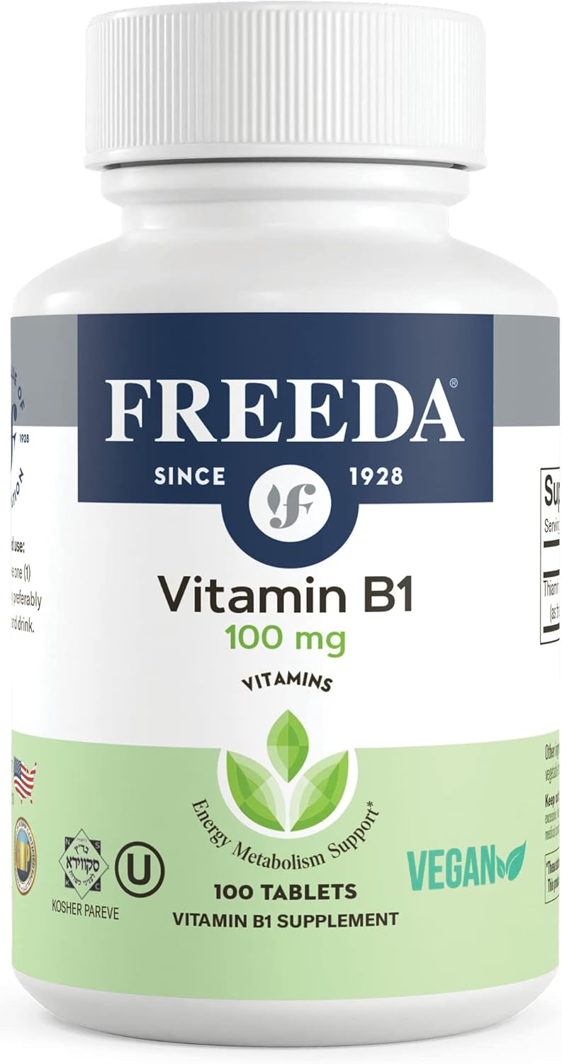 100mg Vitamin B1 Thiamine Supplement - Supports Energy & Nervous System Health - Kosher, Vegan, Gluten-Free - Pure Thiamin HCl - 100 Count