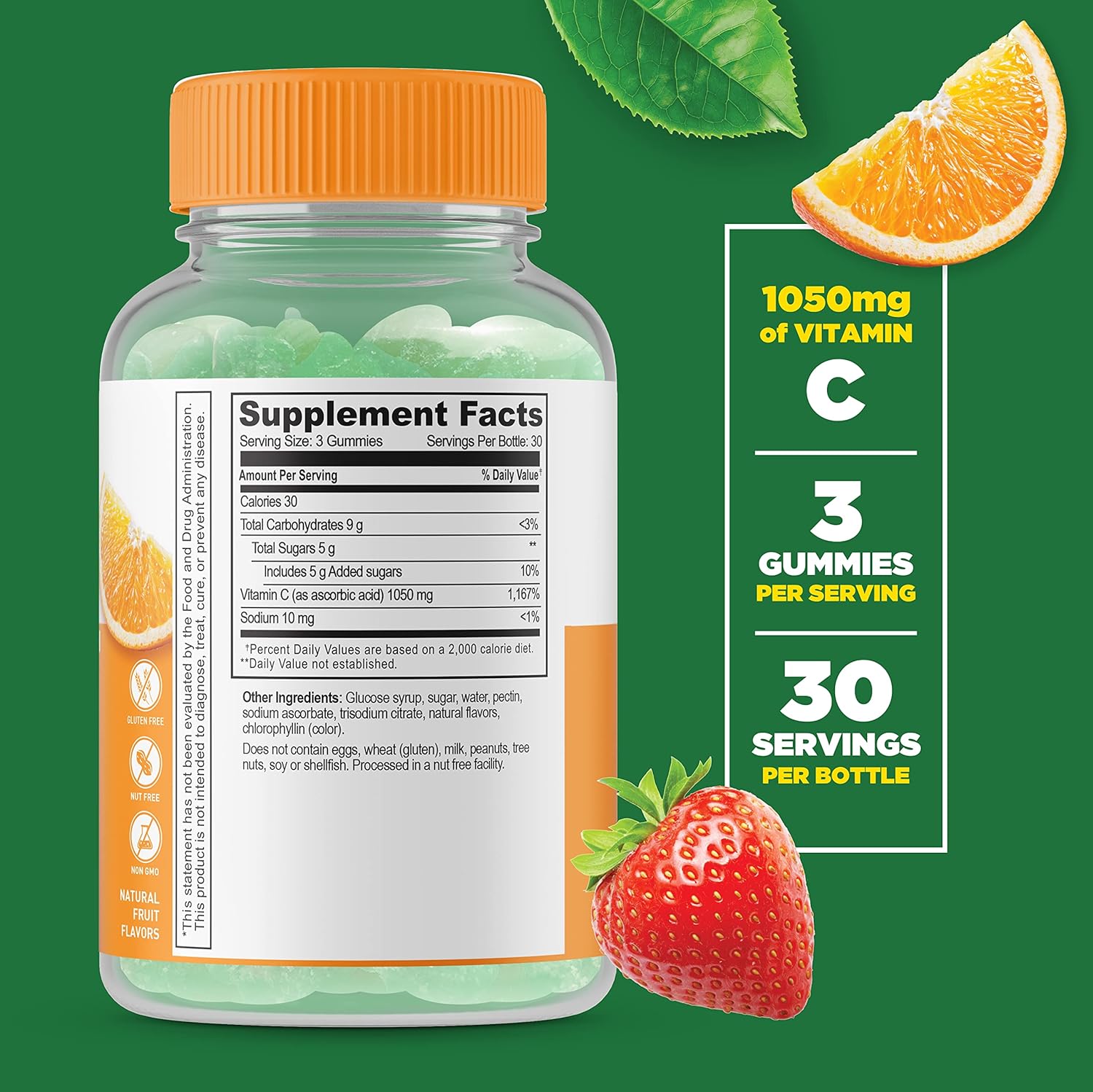 1050mg Phosphatidylserine (PS) + Vitamin C Gummies Bundle - Gluten Free, GMO Free, Chewable Vitamin Supplement with Great Taste