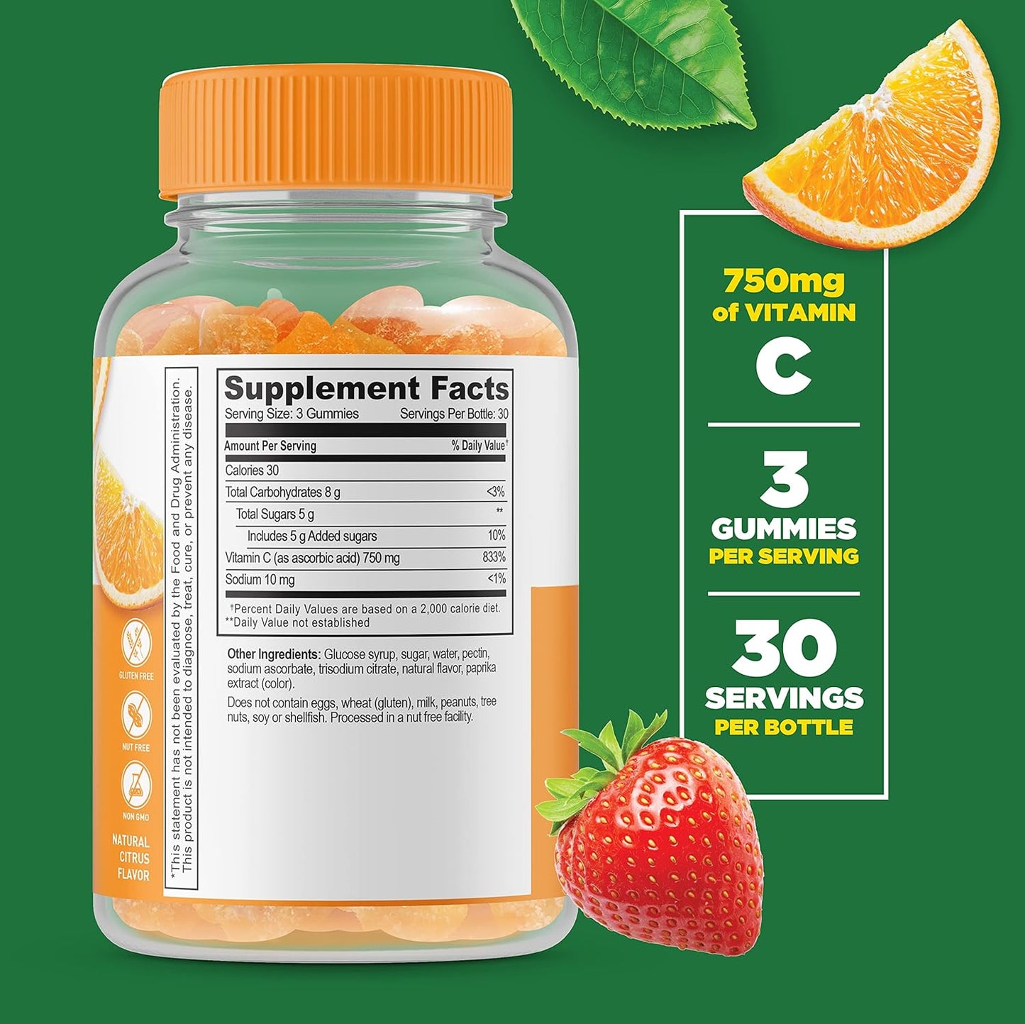 1050mg Vitamin C + 750mg Vitamin C Gummies Bundle - Tasty Supplement, Gluten & GMO Free Chewables