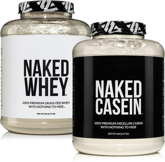 10LB Naked Nutrition Grass Fed Protein Bundle: Unflavored Whey & Casein Powder Pack for Muscle Growth & Recovery