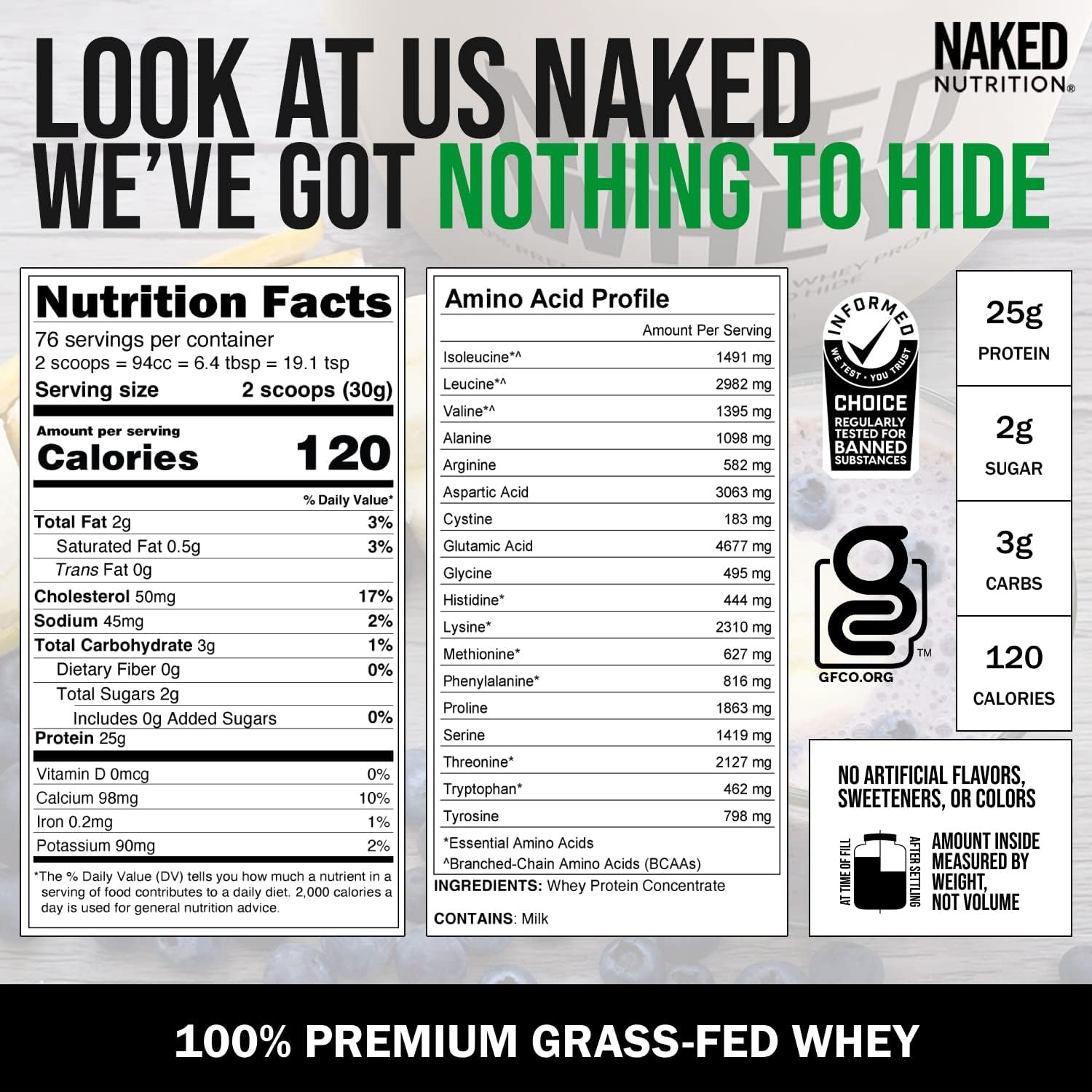 10LB Naked Nutrition Grass Fed Protein Bundle: Unflavored Whey & Casein Powder Pack for Muscle Growth & Recovery