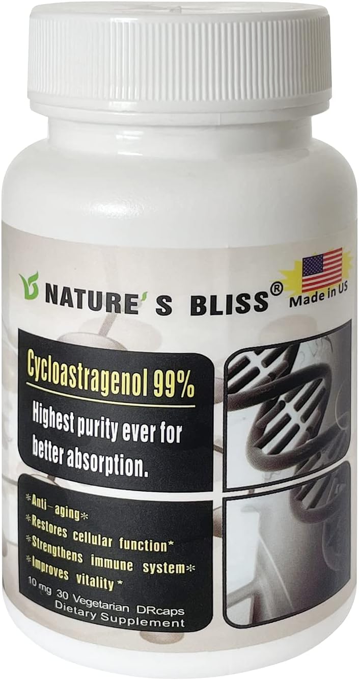 10mg Cycloastragenol Telomerase Supplements - 99% Astragalus Root Extract - Anti Aging & Immunity Boost - Stomach Acid Protected - Super Absorption - 30 Capsules