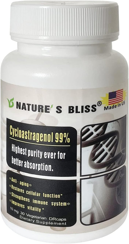 10mg Cycloastragenol Telomerase Supplements - 99% Astragalus Root Extract - Anti Aging & Immunity Boost - Stomach Acid Protected - Super Absorption - 30 Capsules