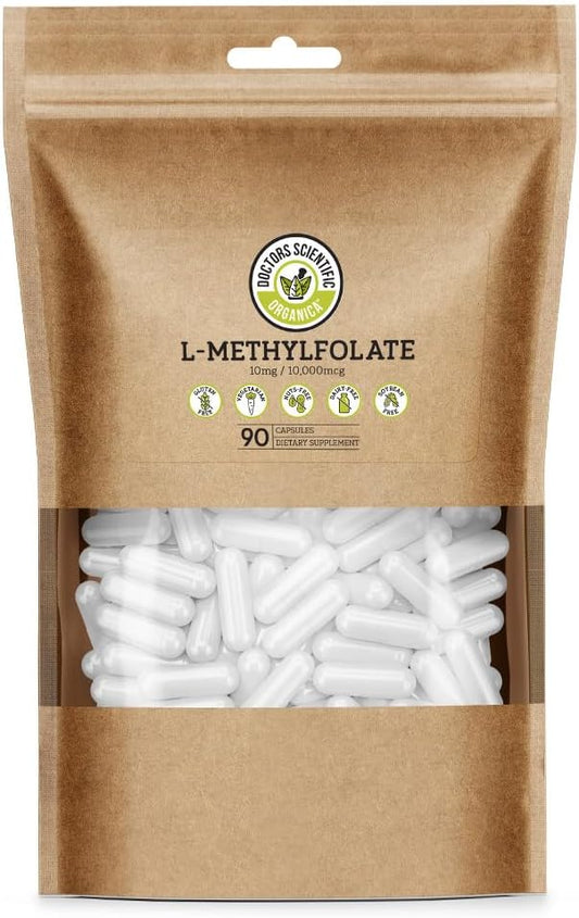 10mg L-Methylfolate Supplement for Homocysteine Control - 90 Vegan Capsules - Active Folic Acid Vitamin - Eco-Friendly Packaging