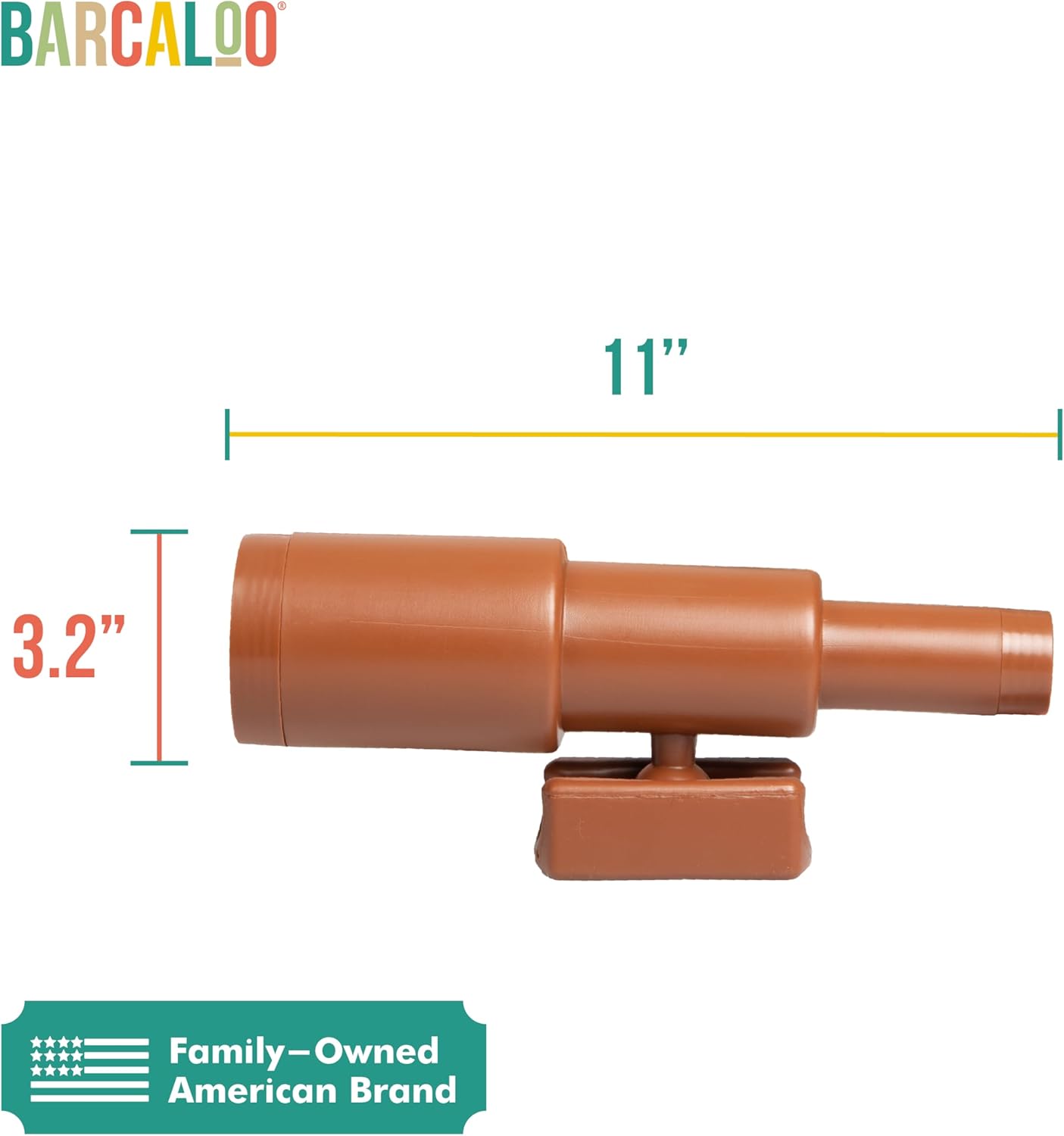 11" Brown Pirate Telescope for Kids Outdoor Playset - Barcaloo Playhouse Accessory for Backyard Treehouse, Jungle Gym, or Swing Set