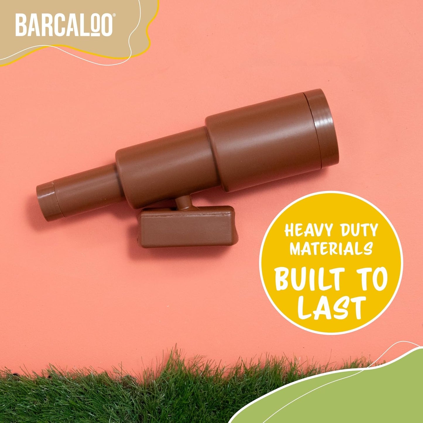 11" Brown Pirate Telescope for Kids Outdoor Playset - Barcaloo Playhouse Accessory for Backyard Treehouse, Jungle Gym, or Swing Set