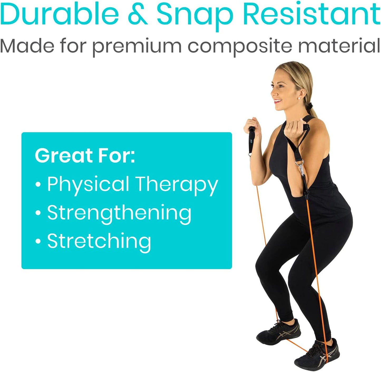 11-Piece Vive Resistance Bands Set with Handles and Door Anchor - Adjustable Tension from 2 to 70 LBs - Elastic Fitness Equipment for Home Workouts, Men and Women Training Therapy