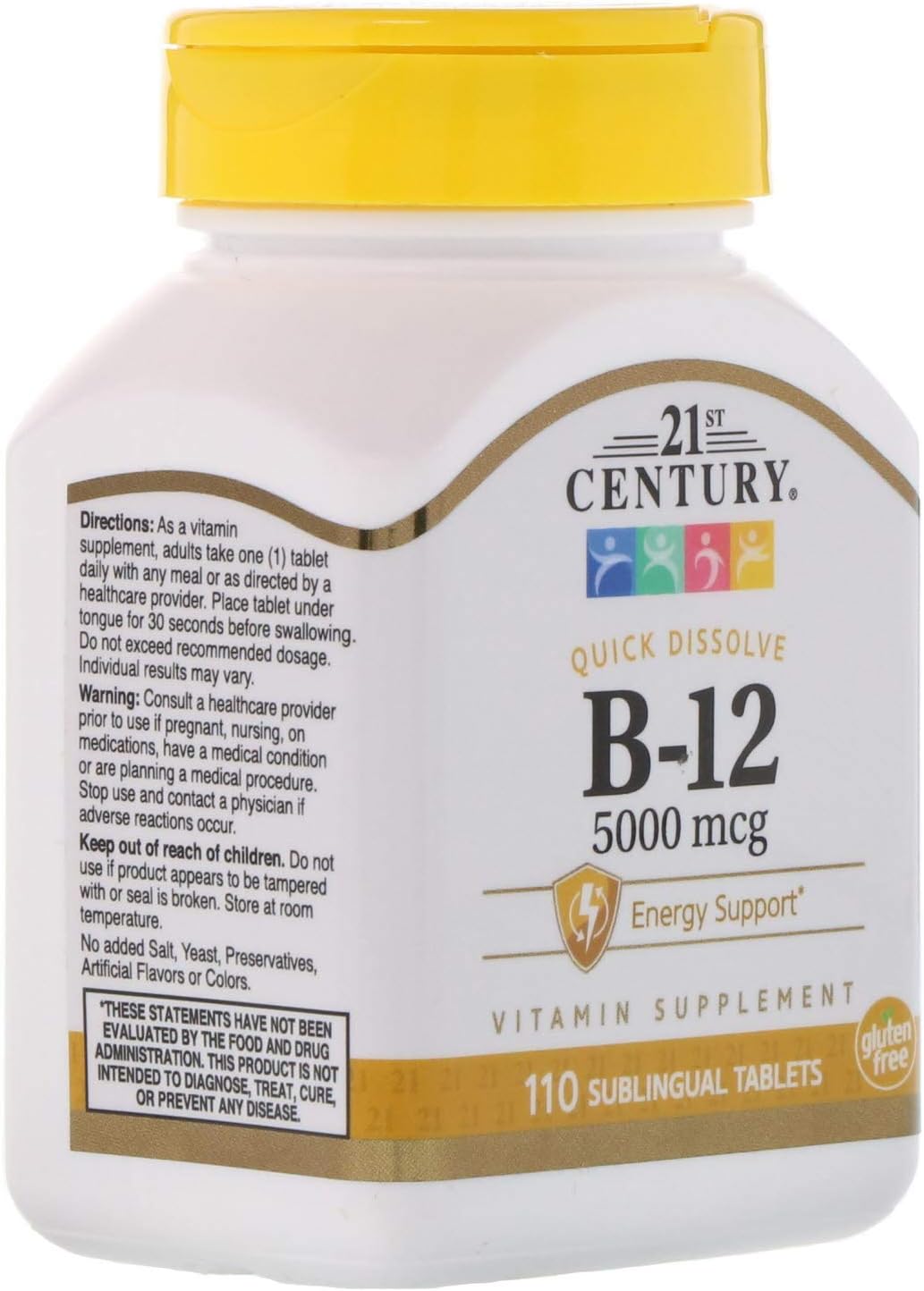 110 Cherry Flavored B-12 5000 mcg Sublingual Tablets for 21st Century - 110 Count