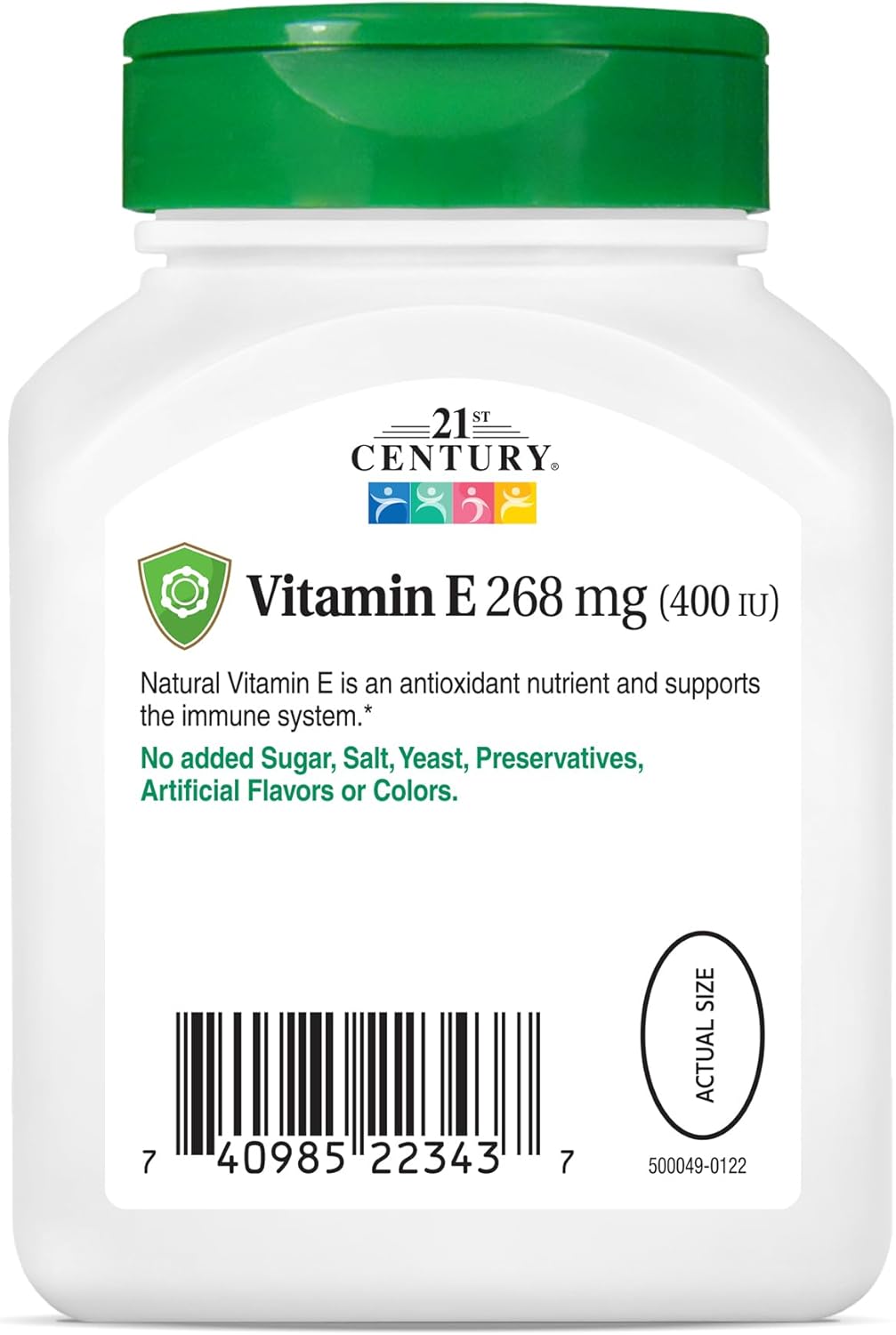 110-Count 21st Century E 400 I.U. Natural (D-Alpha) Softgels for Immune Support