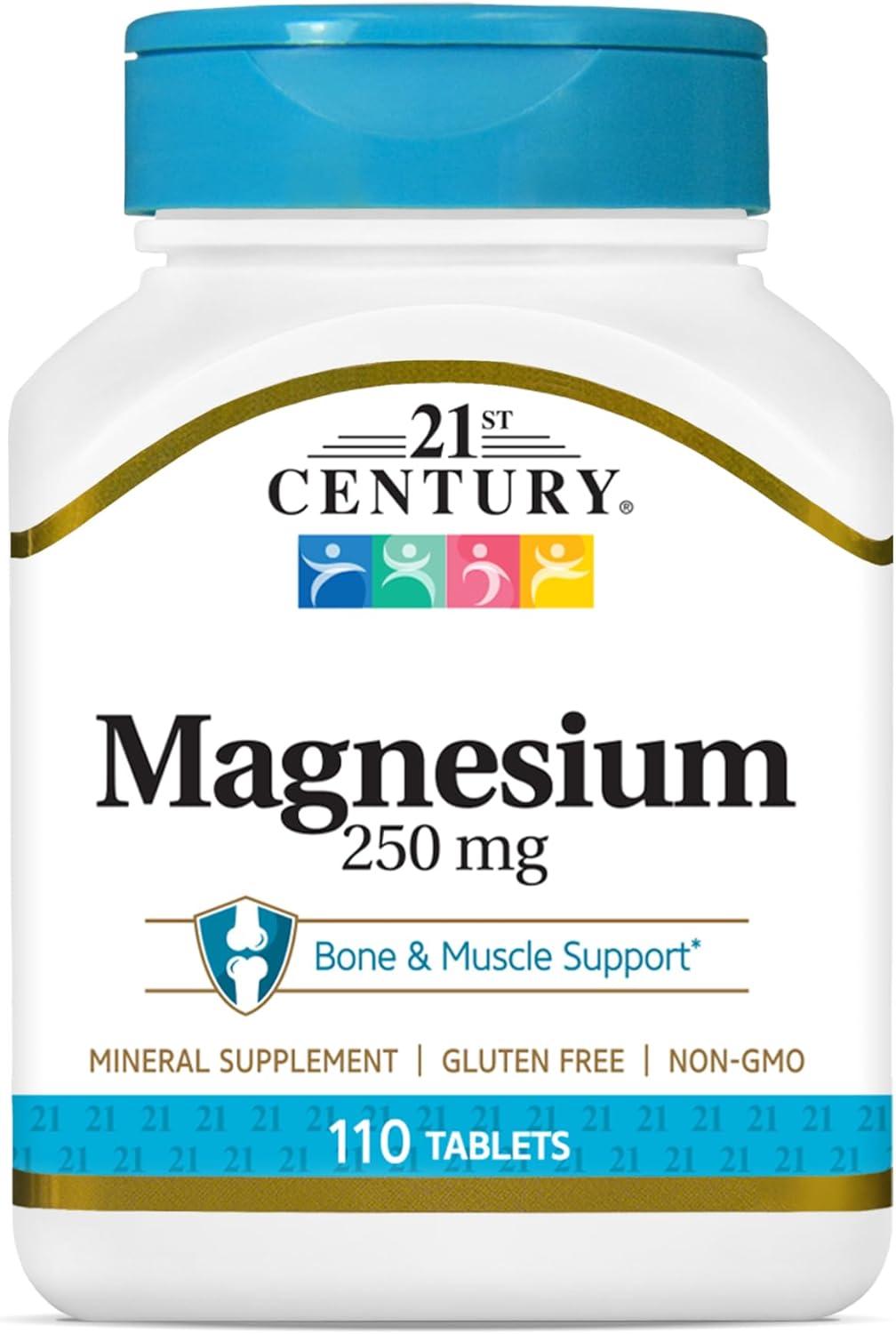 110 Count 21st Century Magnesium 250 mg Tablets for Bone Health and Muscle Function