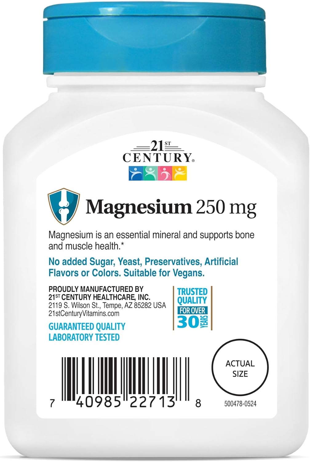 110 Count 21st Century Magnesium 250 mg Tablets for Bone Health and Muscle Function