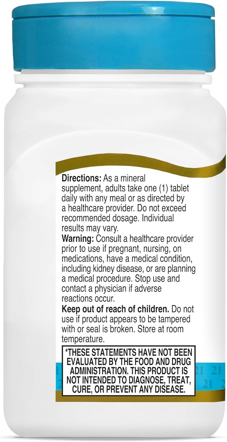 110 Count 21st Century Magnesium 250 mg Tablets for Bone Health and Muscle Function