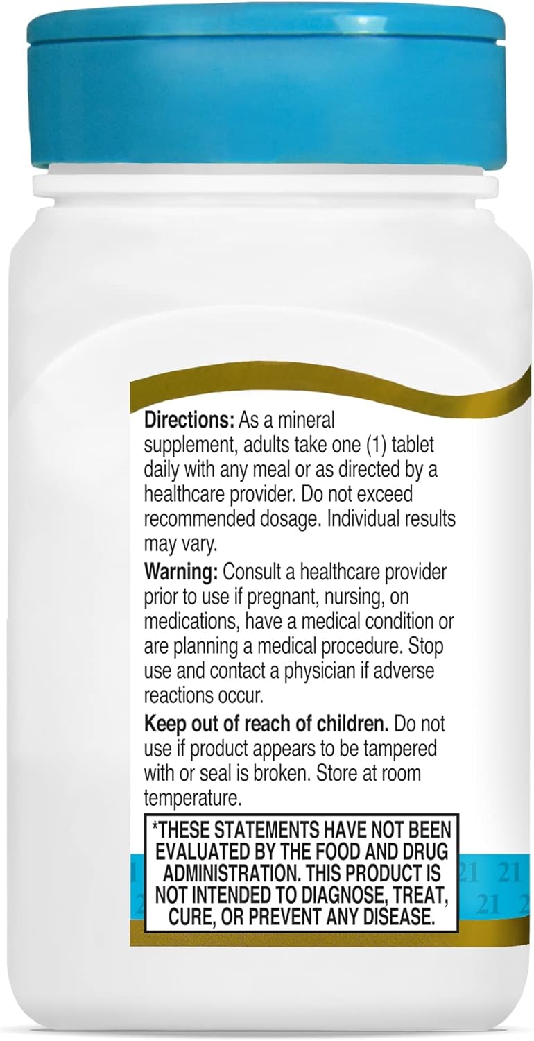 110 Count 21st Century Magnesium Tablets - 250 mg Supplement for Daily Health