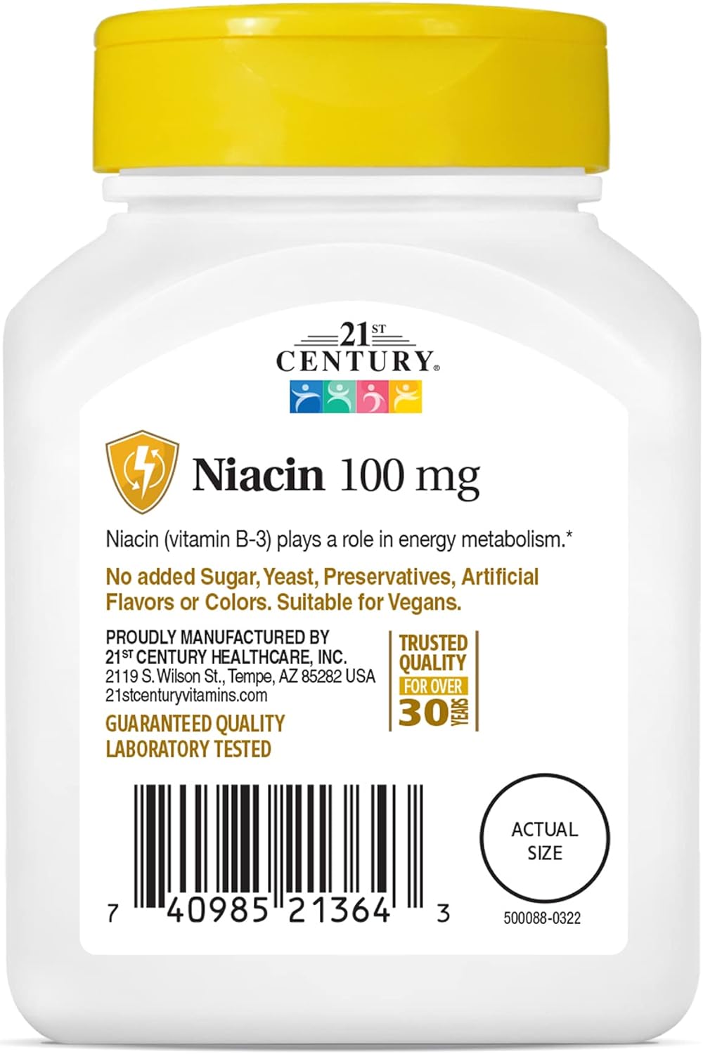 110 Count 21st Century Niacin Tablets, 100 mg - High Quality Vitamin Supplement