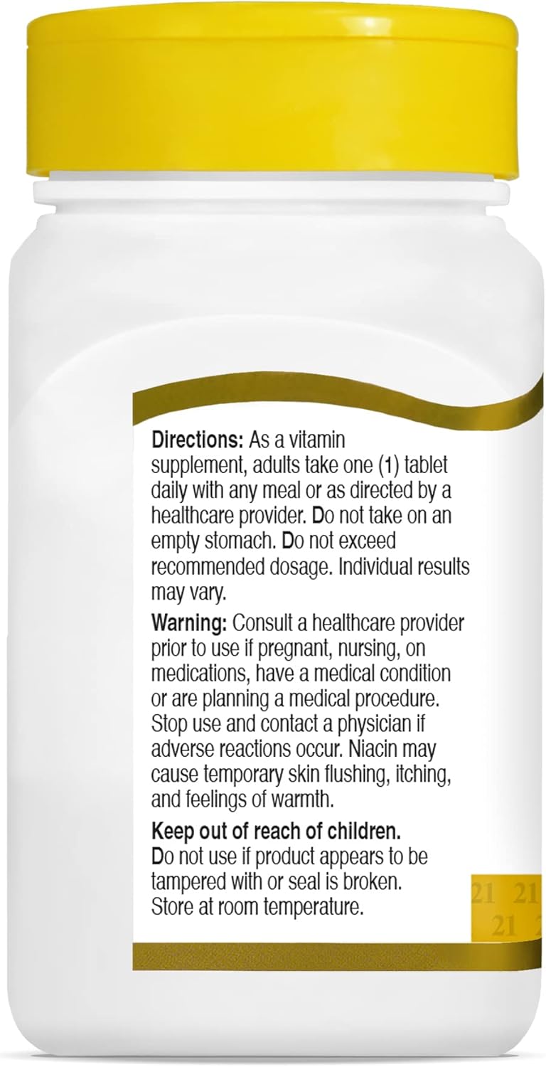 110 Count 21st Century Niacin Tablets, 100 mg - High Quality Vitamin Supplement