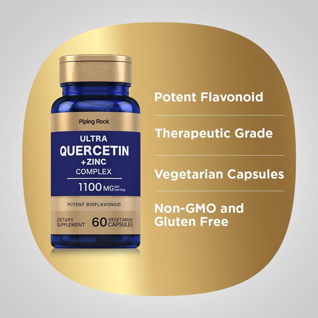1100 mg Quercetin Zinc Complex Capsules | Non-GMO, Gluten Free Supplement | Piping Rock