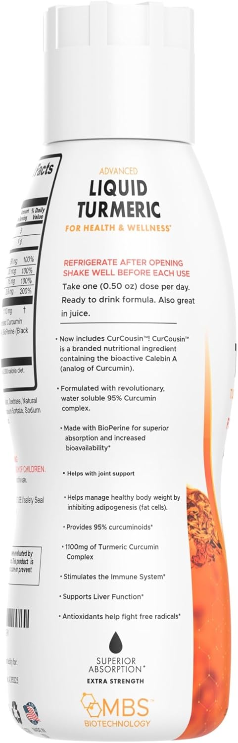 1100mg Turmeric Curcumin with Black Pepper Bioperine for Joint Support and Enhanced Absorption - 35 Servings with Vitamins C, D3, E, and B2