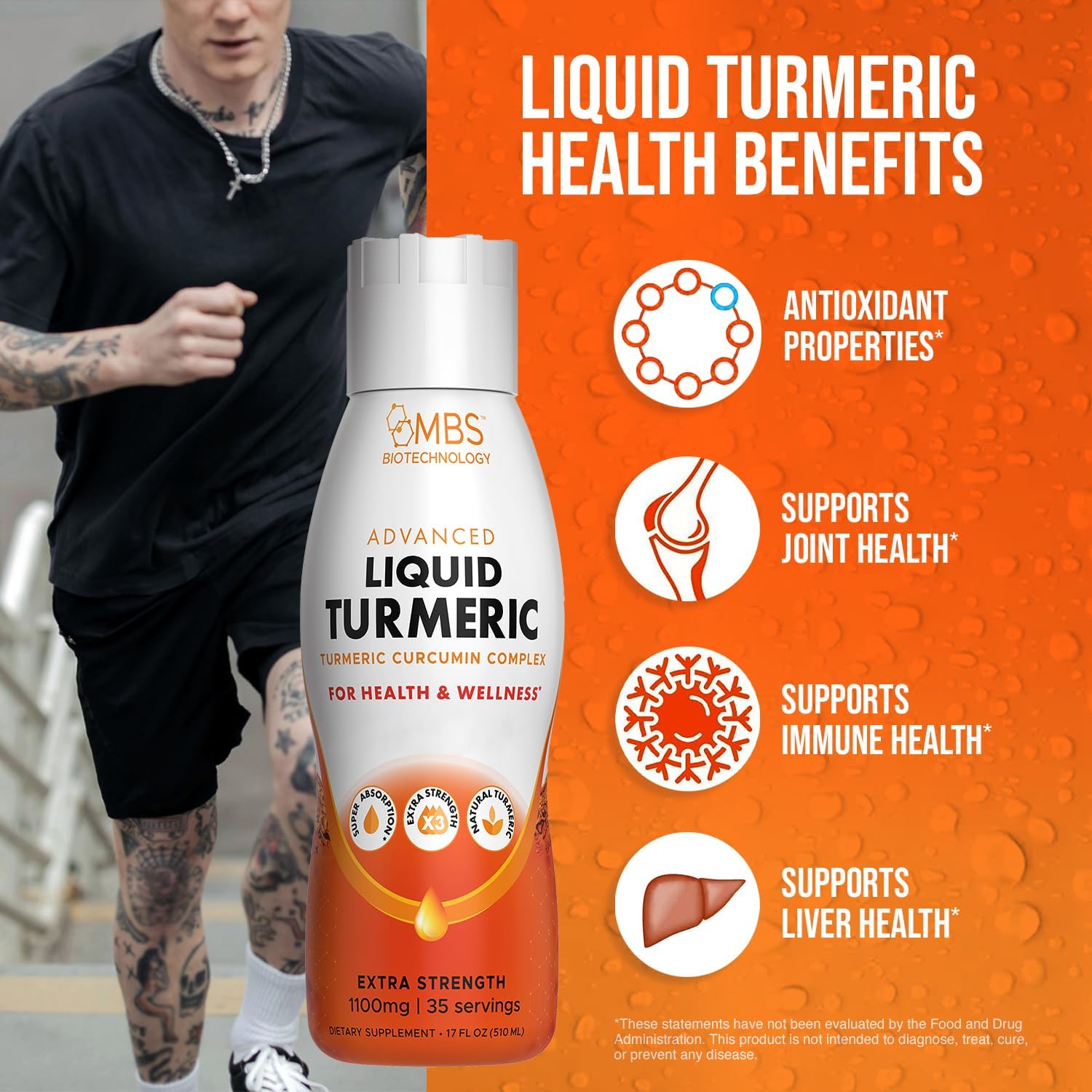 1100mg Turmeric Curcumin with Black Pepper Bioperine for Joint Support and Enhanced Absorption - 35 Servings with Vitamins C, D3, E, and B2