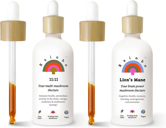 11:11 Multi Mushroom Extract & Lion's Mane Tincture Bundle - Vegan Liquid Supplements for Immune Support