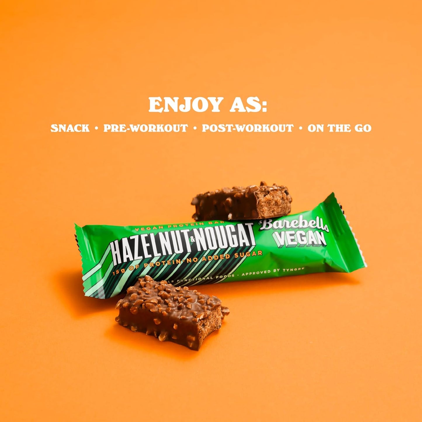 12 Count Barebells Vegan Hazelnut & Nougat Protein Bars - 1.9oz Bars with 15g Plant Based Protein - Low Sugar Chocolate Snacks for Ideal Energy Support