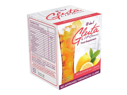 12-in-1 GlutaLipo Lemon Flavor Supplement, 10 Sachets - Boost Metabolism & Detoxify