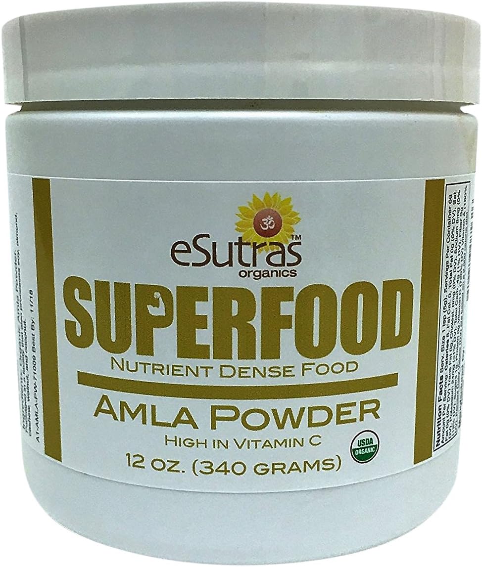 12 oz eSutras Organics Amla Powder - 30 Servings of Natural Vitamin C for Immune Health & Smoothies