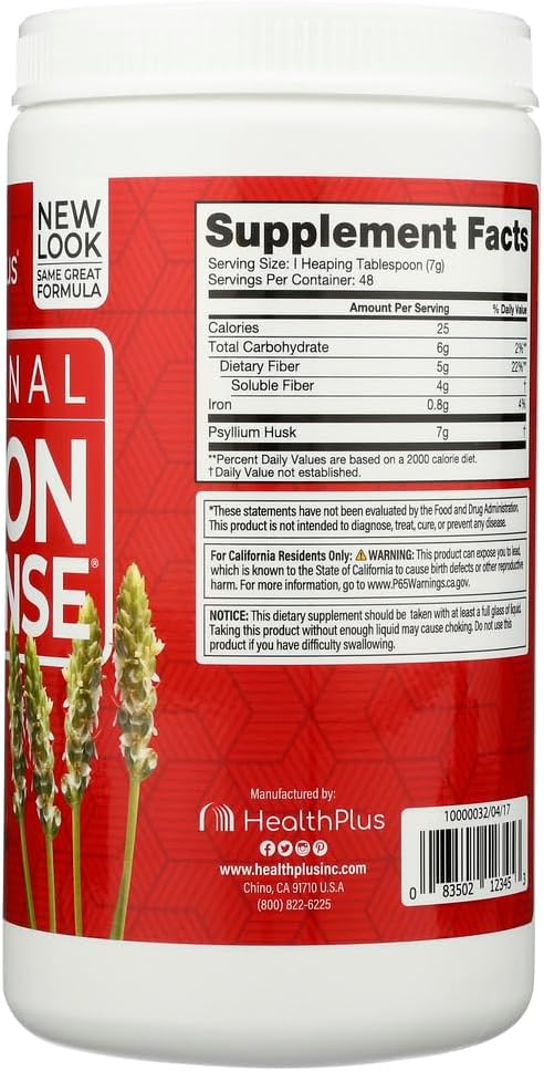 12 OZ Health Plus Psyllium Colon Cleanse Supplement