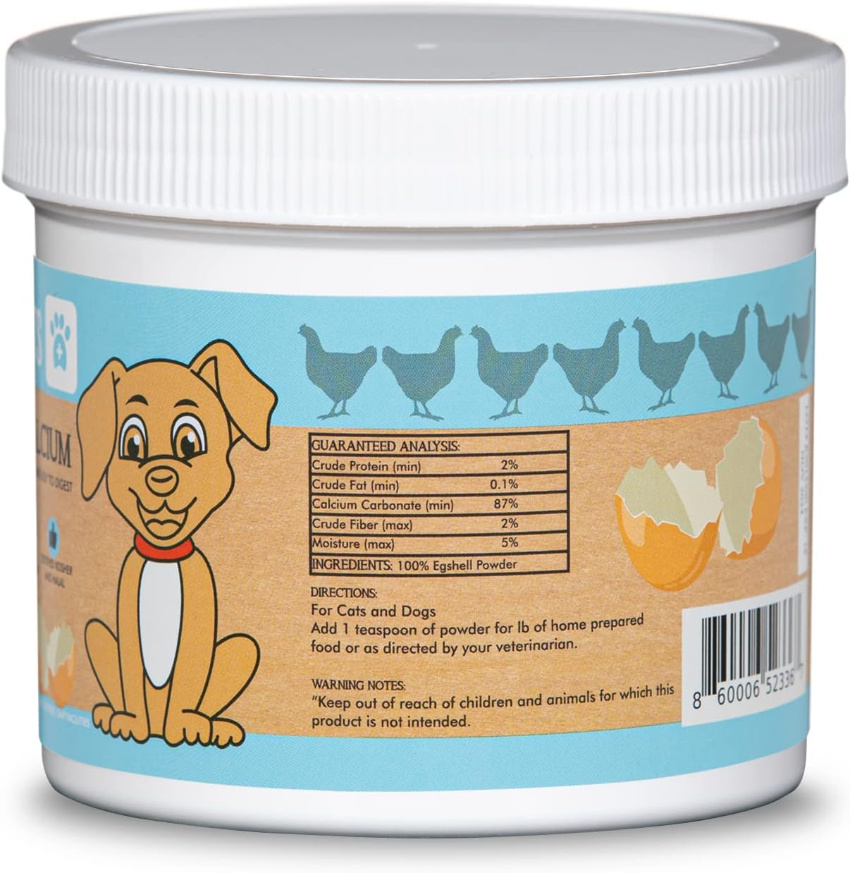 12 oz. Prymal Pets Eggshell Calcium Powder Supplement for Cats and Dogs - Natural Mineral Formula for Bone, Joint, Teeth, Heart, Immune Health - High Absorption